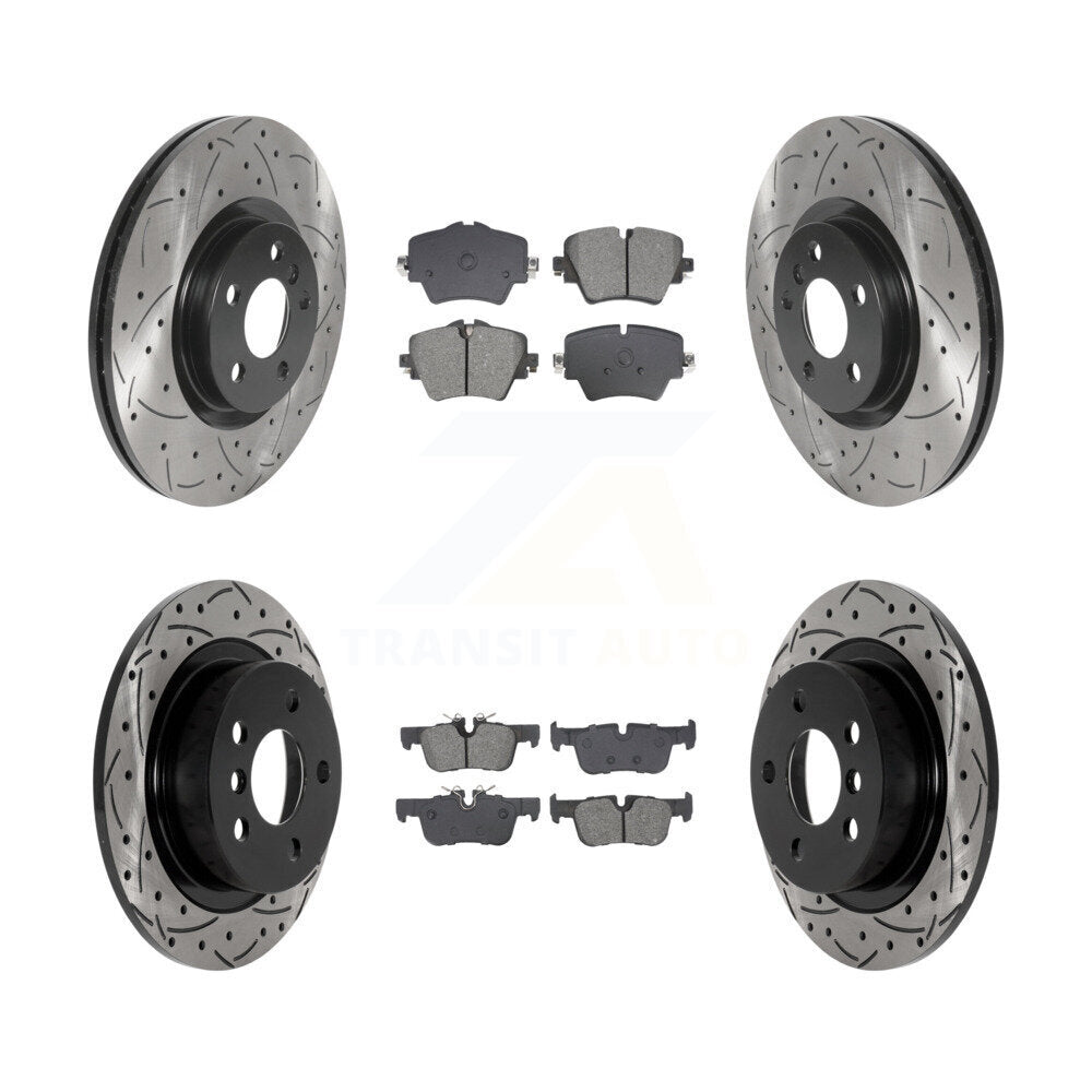 Front Rear Drilled Slot Disc Brake Rotor Semi-Metallic Pad Kit For Mini Cooper Countryman KDS-100979