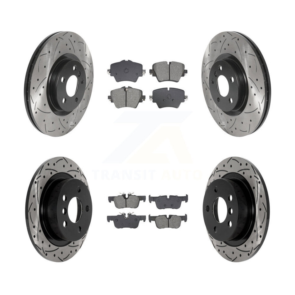 Front Rear Drilled Slot Disc Brake Rotor Semi-Metallic Pad Kit For Mini Cooper Countryman KDS-100979