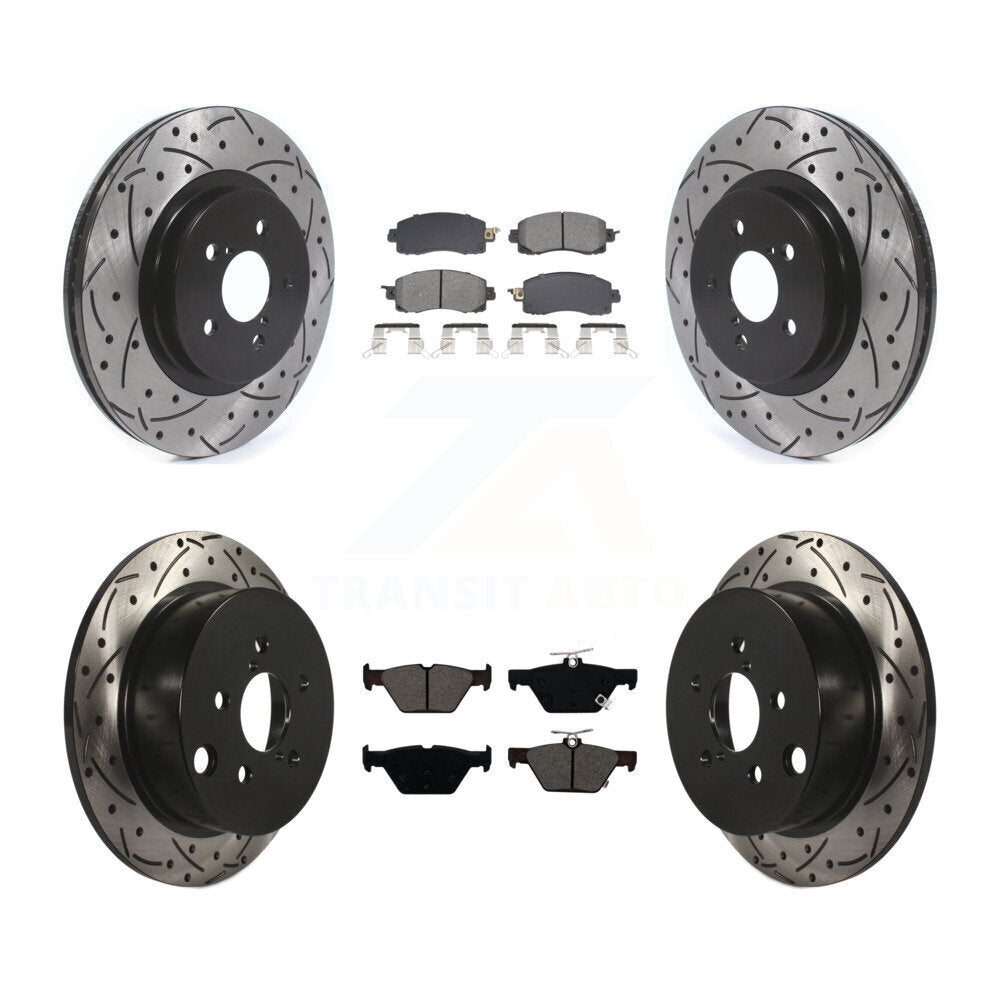 Front Rear Coated Drill Slot Disc Brake Rotors Semi-Metallic Pad Kit For Subaru Crosstrek KDS-100982