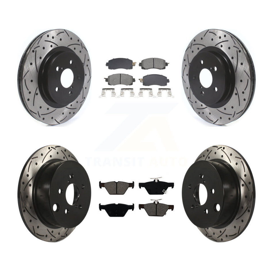 Front Rear Coated Drill Slot Disc Brake Rotors Semi-Metallic Pad Kit For Subaru Crosstrek KDS-100982