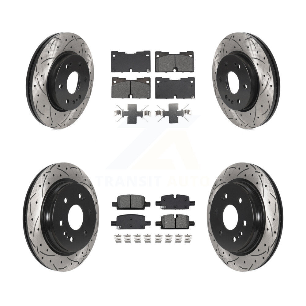 Front Rear Drill Slot Brake Rotors Semi-Metallic Pad Kit For Chevrolet GMC Silverado 1500 KDS-100985