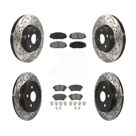 Front Rear Drill Slot Disc Brake Rotor Semi-Metallic Pad Kit For 2019 Toyota Corolla 1.8L KDS-100986
