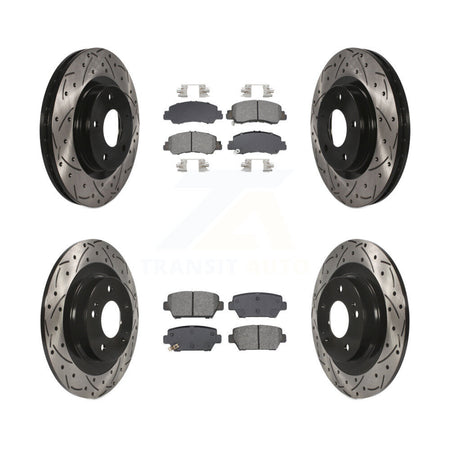 Front Rear Drill Slot Disc Brake Rotor Semi-Metallic Pad Kit For Mitsubishi Eclipse Cross KDS-100987