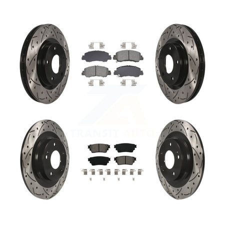 Front Rear Drill Slot Disc Brake Rotor Semi-Metallic Pad Kit For Mitsubishi Eclipse Cross KDS-100988