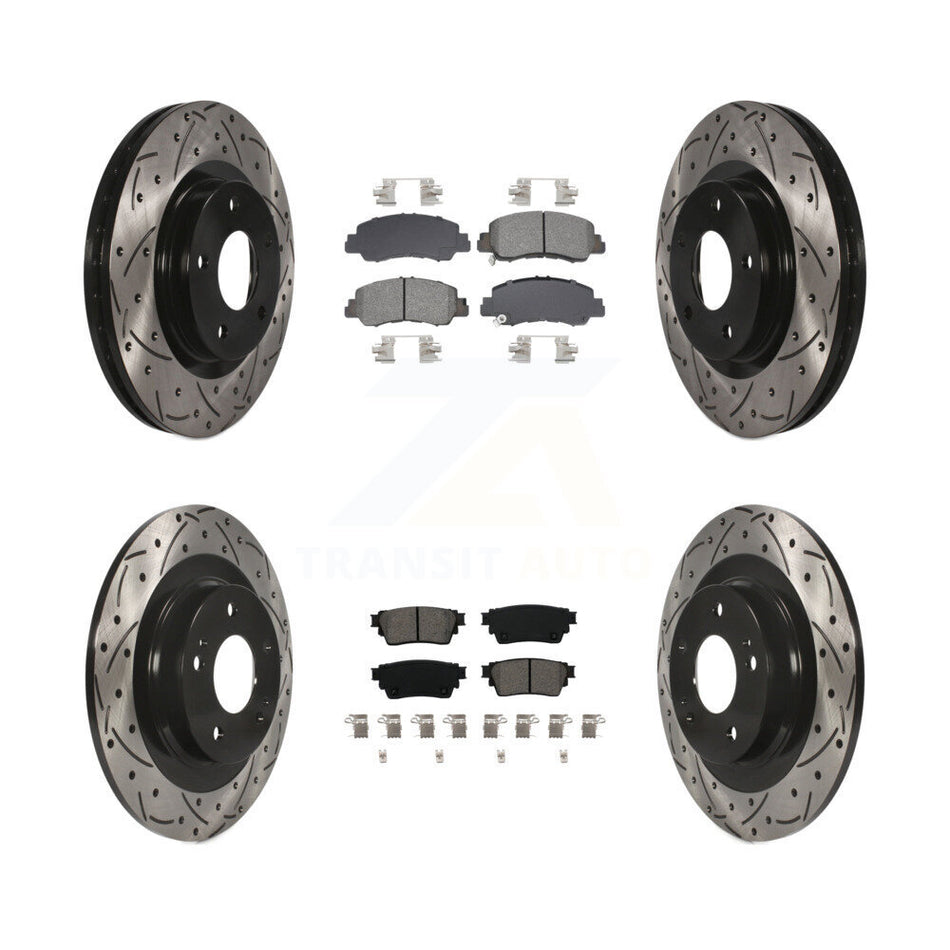 Front Rear Drill Slot Disc Brake Rotor Semi-Metallic Pad Kit For Mitsubishi Eclipse Cross KDS-100988
