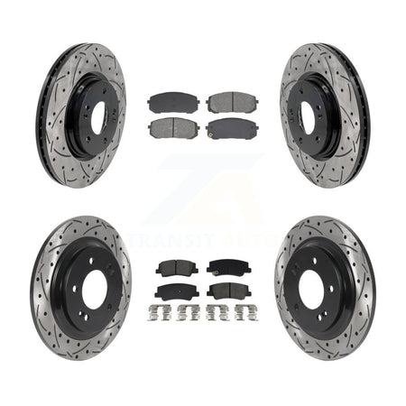 Front Rear Drill Slot Brake Rotor Semi-Metallic Pad Kit For Hyundai Sonata Kia Niro EV K5 KDS-100993
