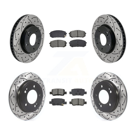 Front Rear Coated Drilled Slot Disc Brake Rotor Semi-Metallic Pad Kit For Hyundai Elantra KDS-100994