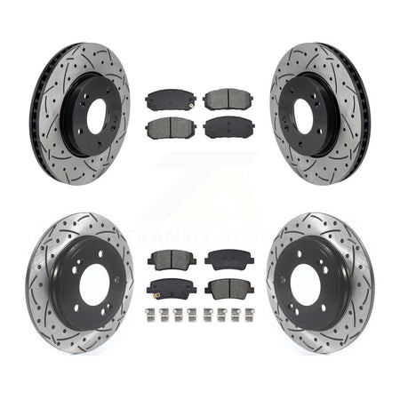 Front Rear Coated Drilled Slot Disc Brake Rotor Semi-Metallic Pad Kit For Hyundai Elantra KDS-100995