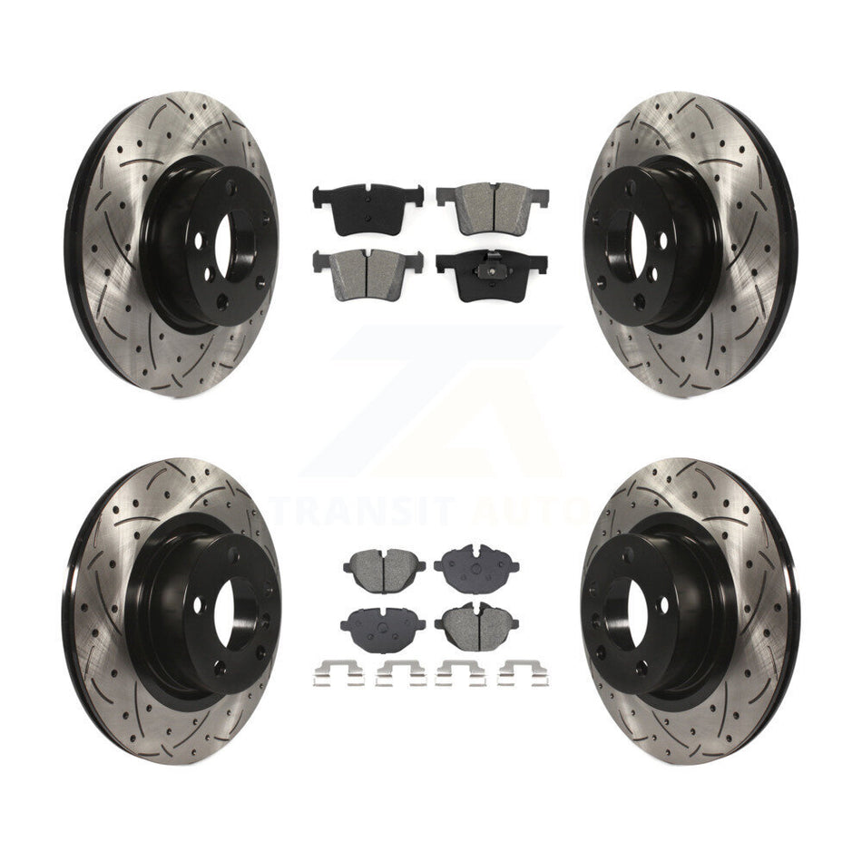 Front Rear Coated Drilled Slotted Disc Brake Rotors & Semi-Metallic Pad Kit For BMW X3 X4 KDS-100997