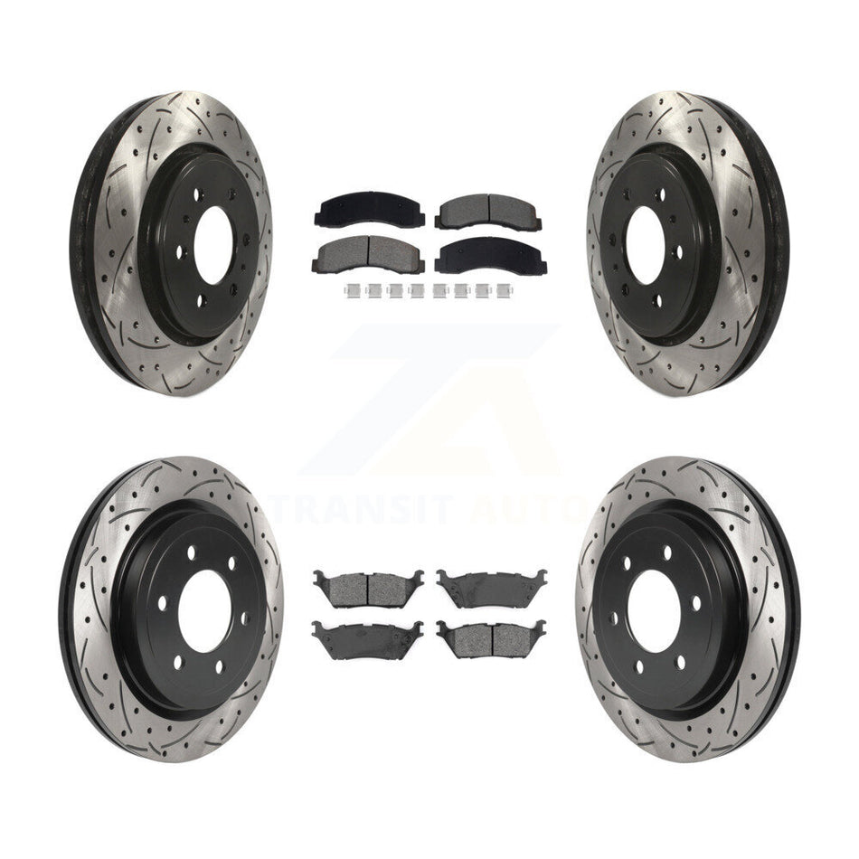 Front Rear Drill Slot Brake Rotor Semi-Metallic Pad Kit For Ford F-150 Expedition Lincoln KDS-100999