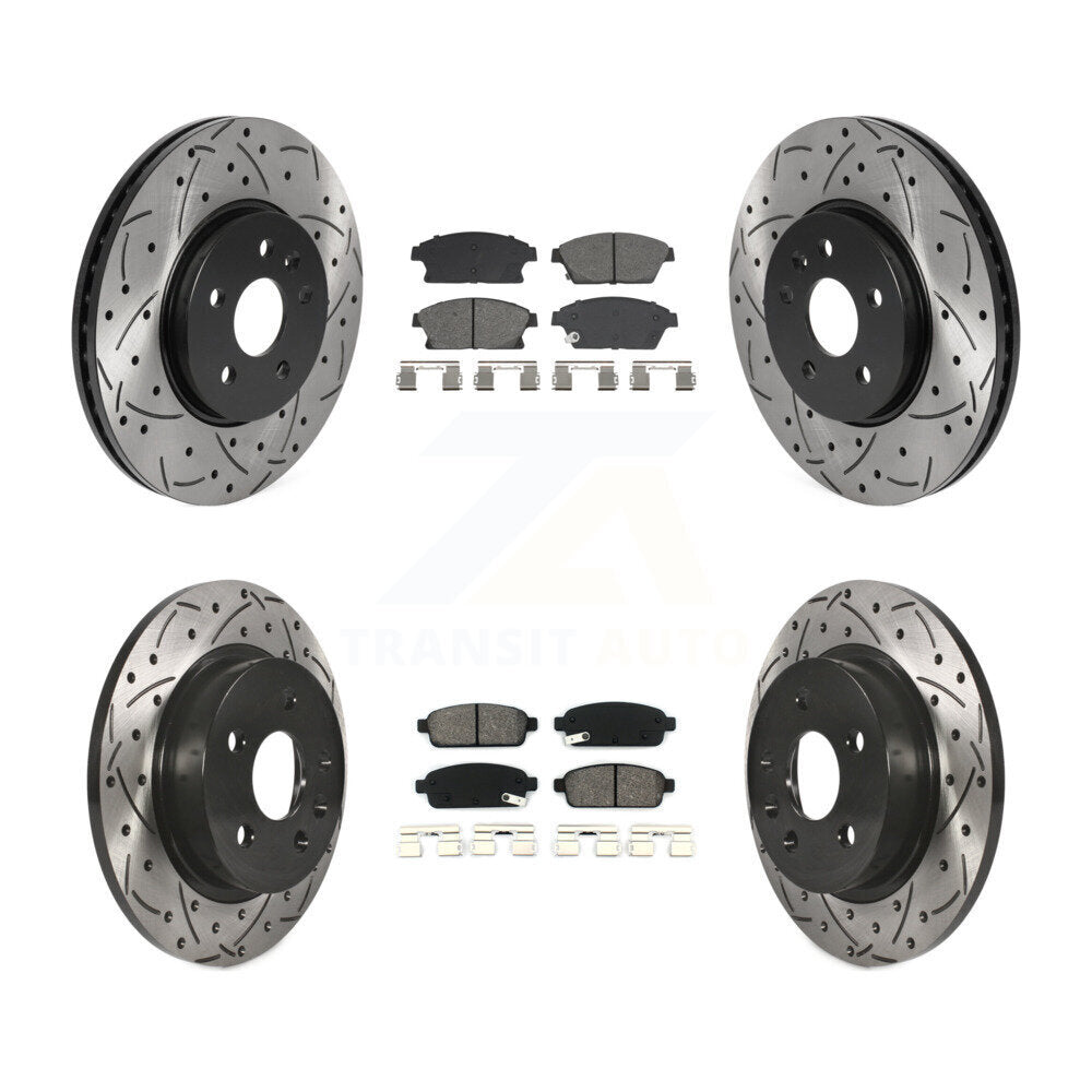 Front Rear Drilled Slot Brake Rotor Semi-Metallic Pad Kit For Chevrolet Trax Buick Encore KDS-101003