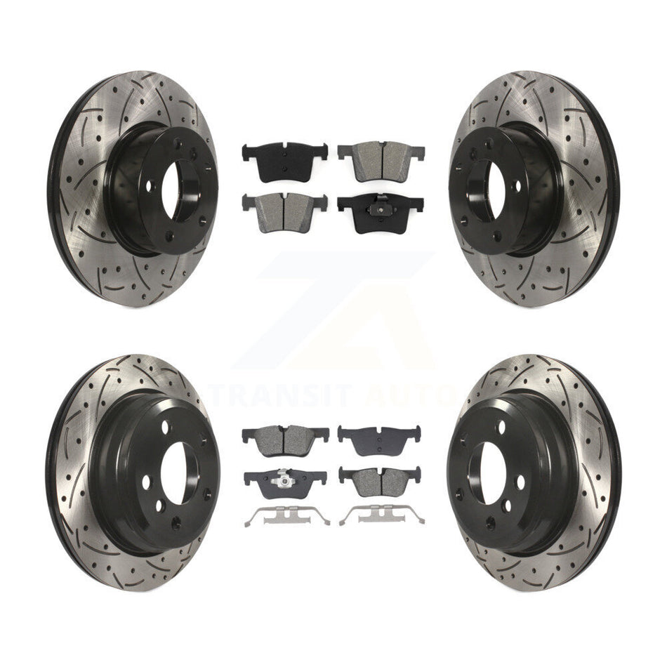 Front Rear Drilled Slot Disc Brake Rotor & Semi-Metallic Pad Kit For BMW 320i xDrive 328d KDS-101005