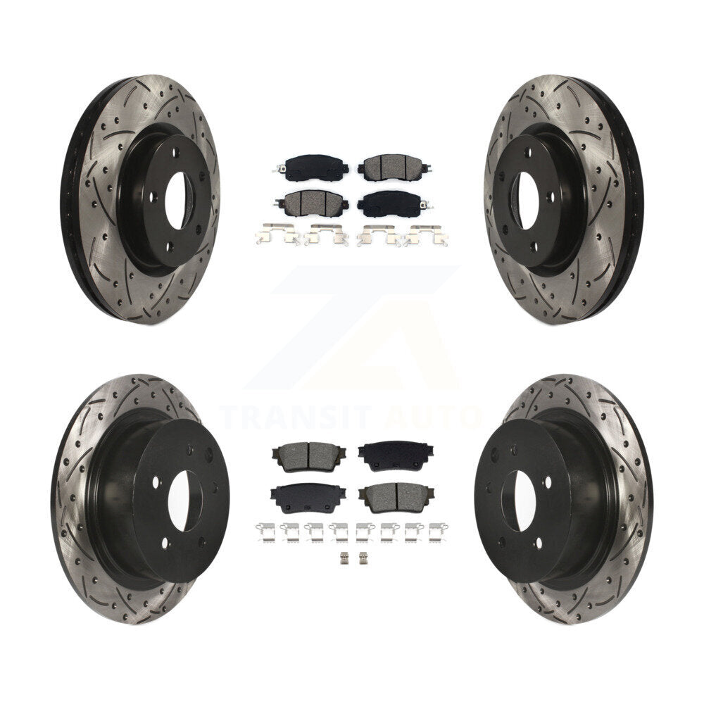 Front Rear Drilled Slot Brake Rotor Semi-Metallic Pad Kit For 2019-2020 Nissan Altima AWD KDS-101006