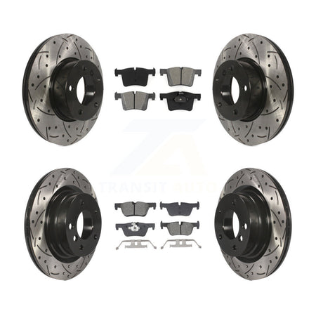 Front Rear Coated Drilled Slot Disc Brake Rotor & Semi-Metallic Pad Kit For BMW 320i 328d KDS-101007