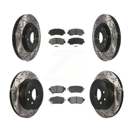 Front Rear Drilled Slot Brake Rotor & Semi-Metallic Pad Kit For 2019 Nissan Rogue Sport S KDS-101010