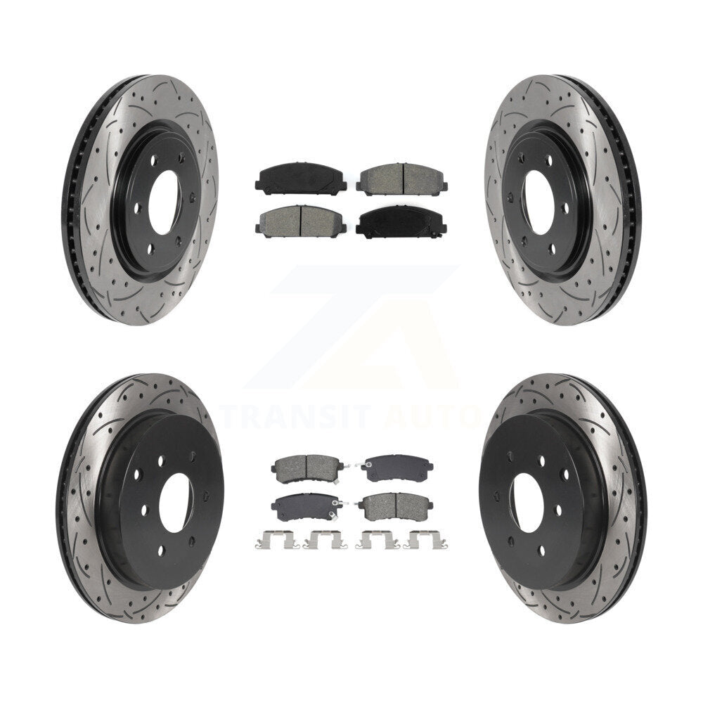 Front Rear Drilled Slot Brake Rotor Semi-Metallic Pad Kit For INFINITI QX80 Nissan Armada KDS-101011