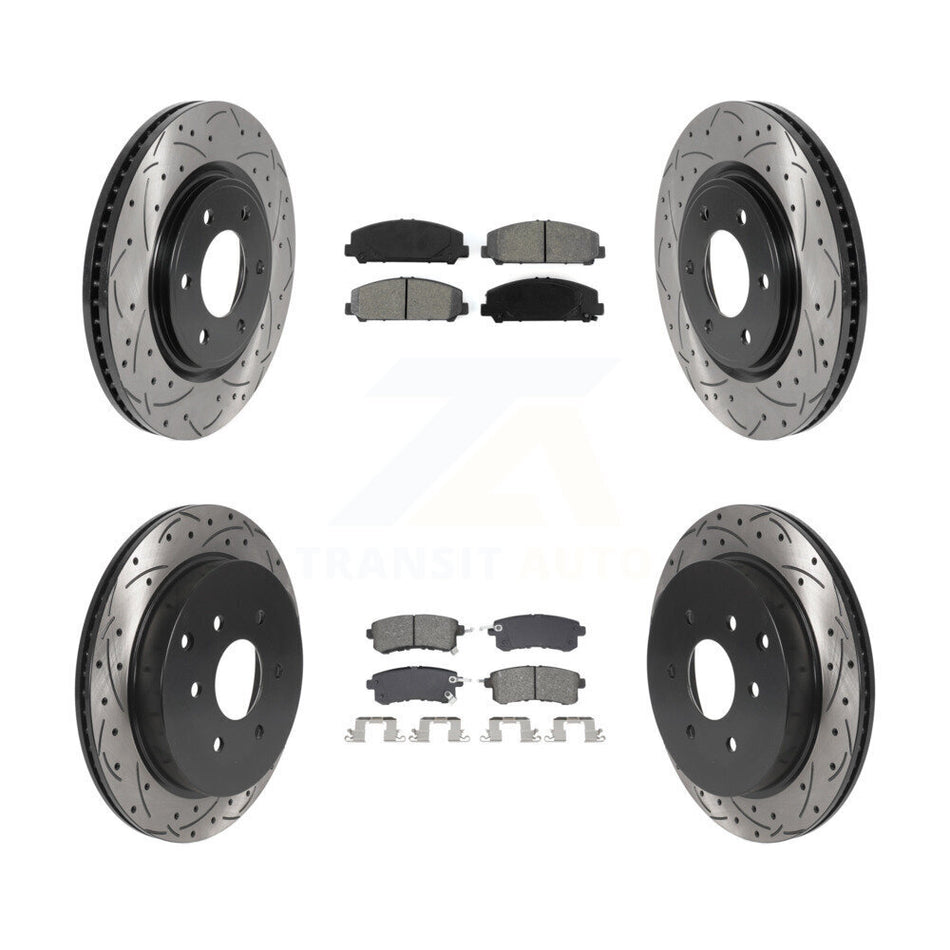 Front Rear Drilled Slot Brake Rotor Semi-Metallic Pad Kit For INFINITI QX80 Nissan Armada KDS-101011