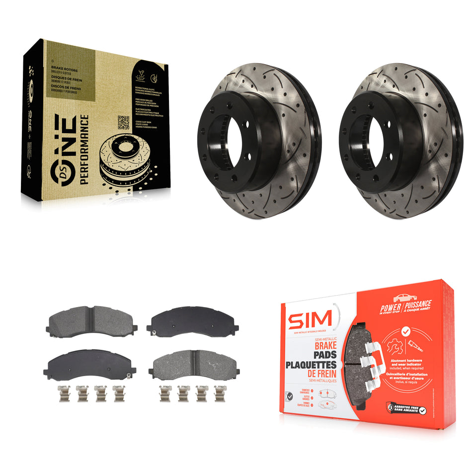 Front Coated Drilled Slotted Disc Brake Rotor And Semi-Metallic Pad Kit For Ram 2500 3500 KDS-101015