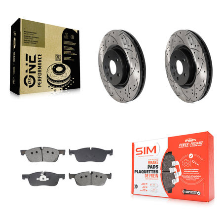 Front Drilled Slot Brake Rotor Semi-Metallic Pad Kit For Land Rover Discovery Sport Range KDS-101019