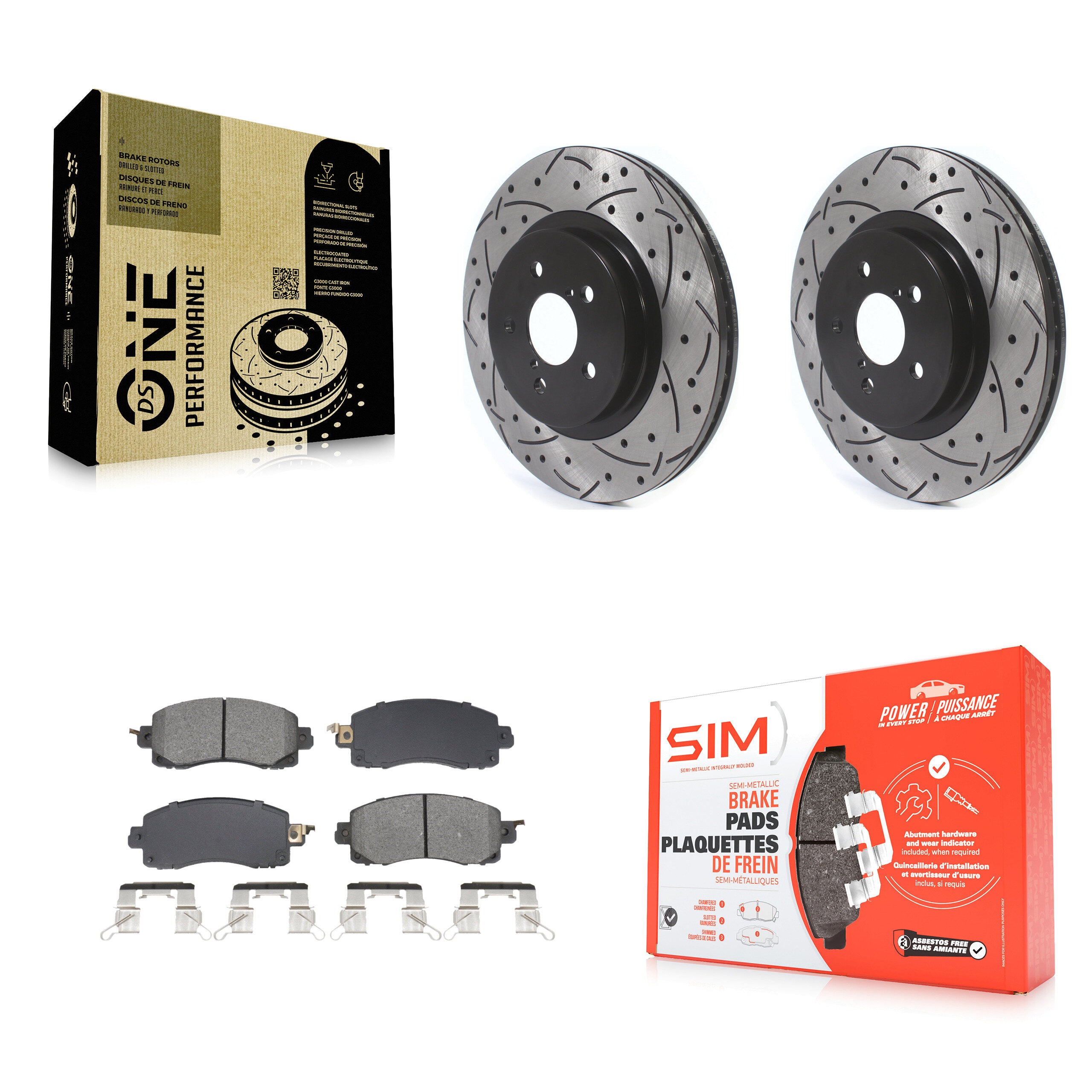 Front Coat Drill Slot Disc Brake Rotor Semi-Metallic Pad Kit For Subaru Crosstrek Impreza KDS-101021