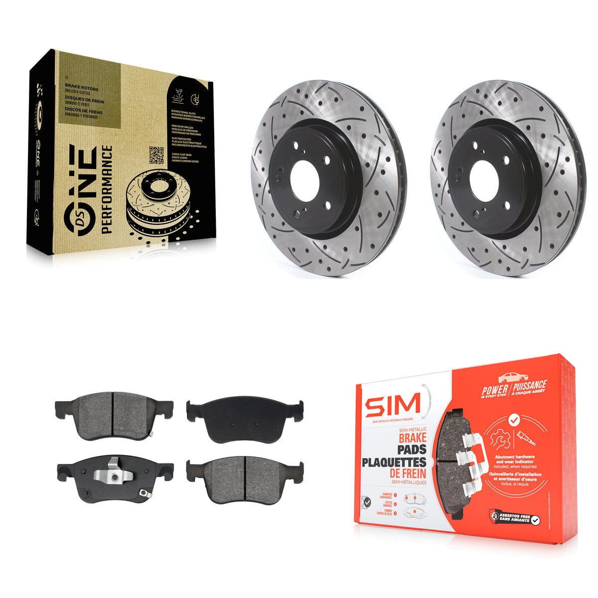 Front Drilled Slot Brake Rotor Semi-Metallic Pad Kit For Honda Civic Accord Acura Integra KDS-101023