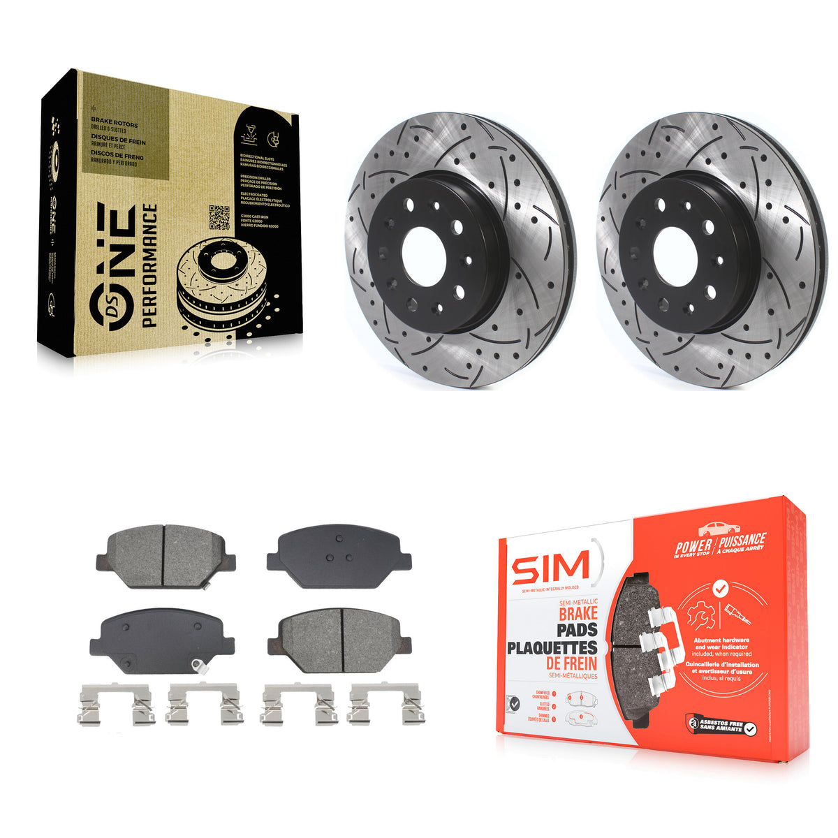 Front Coated Drilled Slotted Disc Brake Rotors Semi-Metallic Pad Kit For Chevrolet Camaro KDS-101027