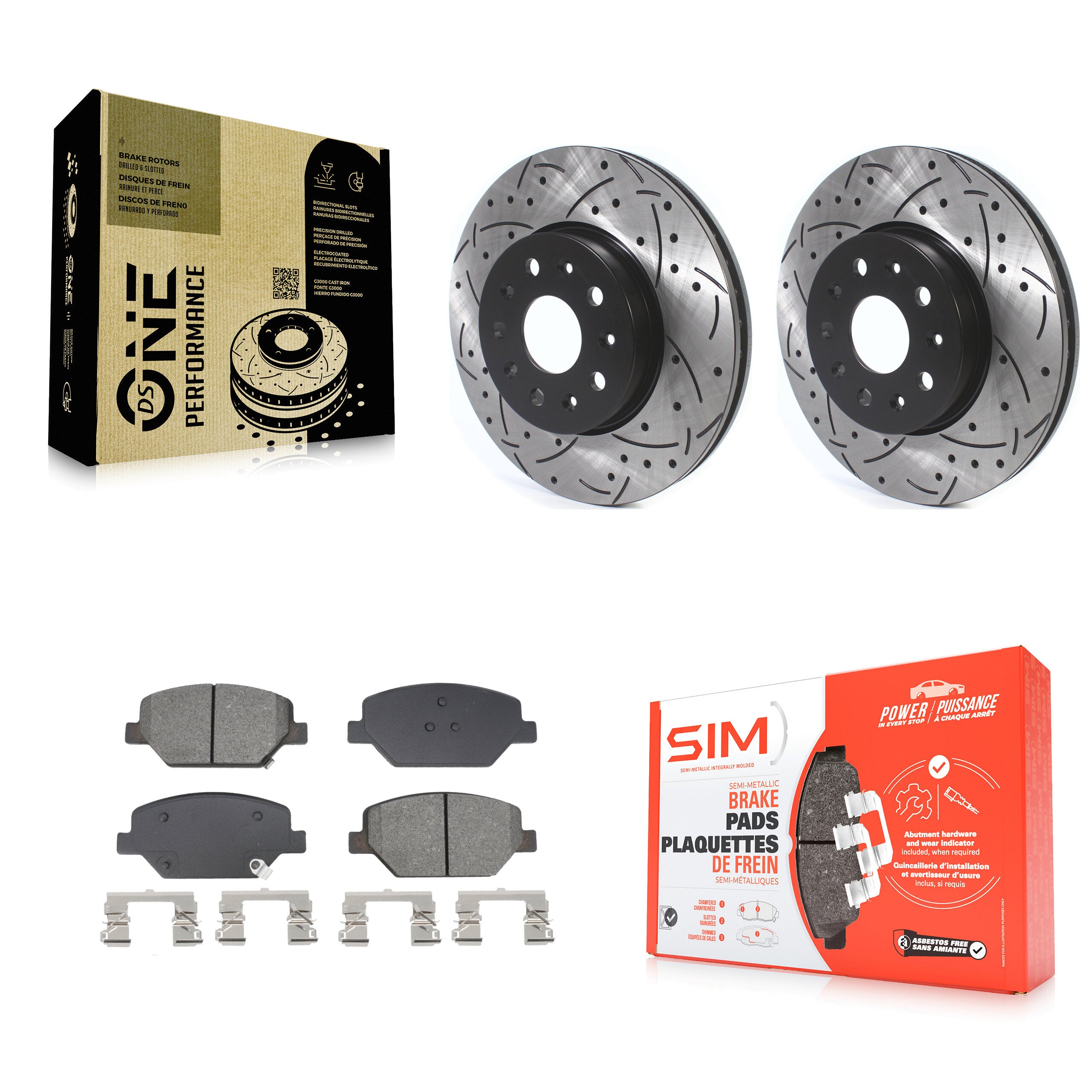 Front Coated Drilled Slotted Disc Brake Rotors Semi-Metallic Pad Kit For Chevrolet Camaro KDS-101027