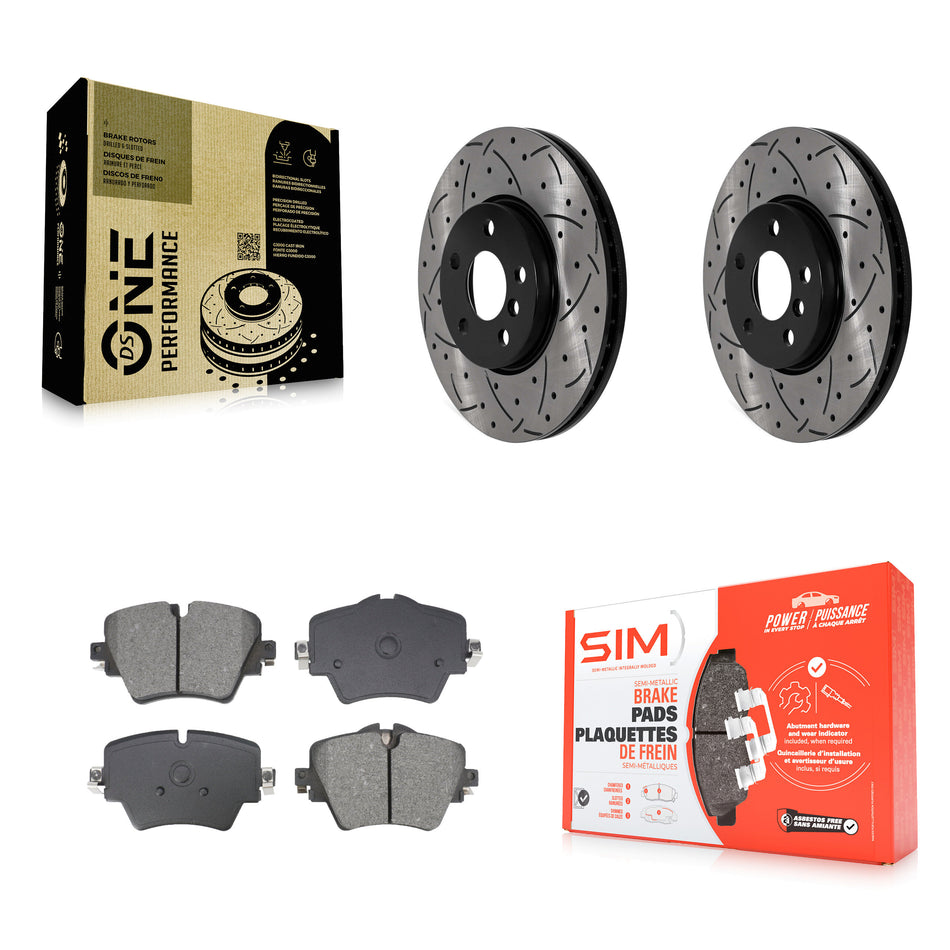 Front Drilled Slot Brake Rotor & Semi-Metallic Pad Kit For Mini Cooper Countryman Clubman KDS-101030