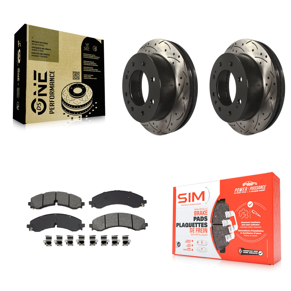Front Drill Slot Brake Rotors Semi-Metallic Pad Kit For GMC Chevrolet Sierra 2500 HD 3500 KDS-101032