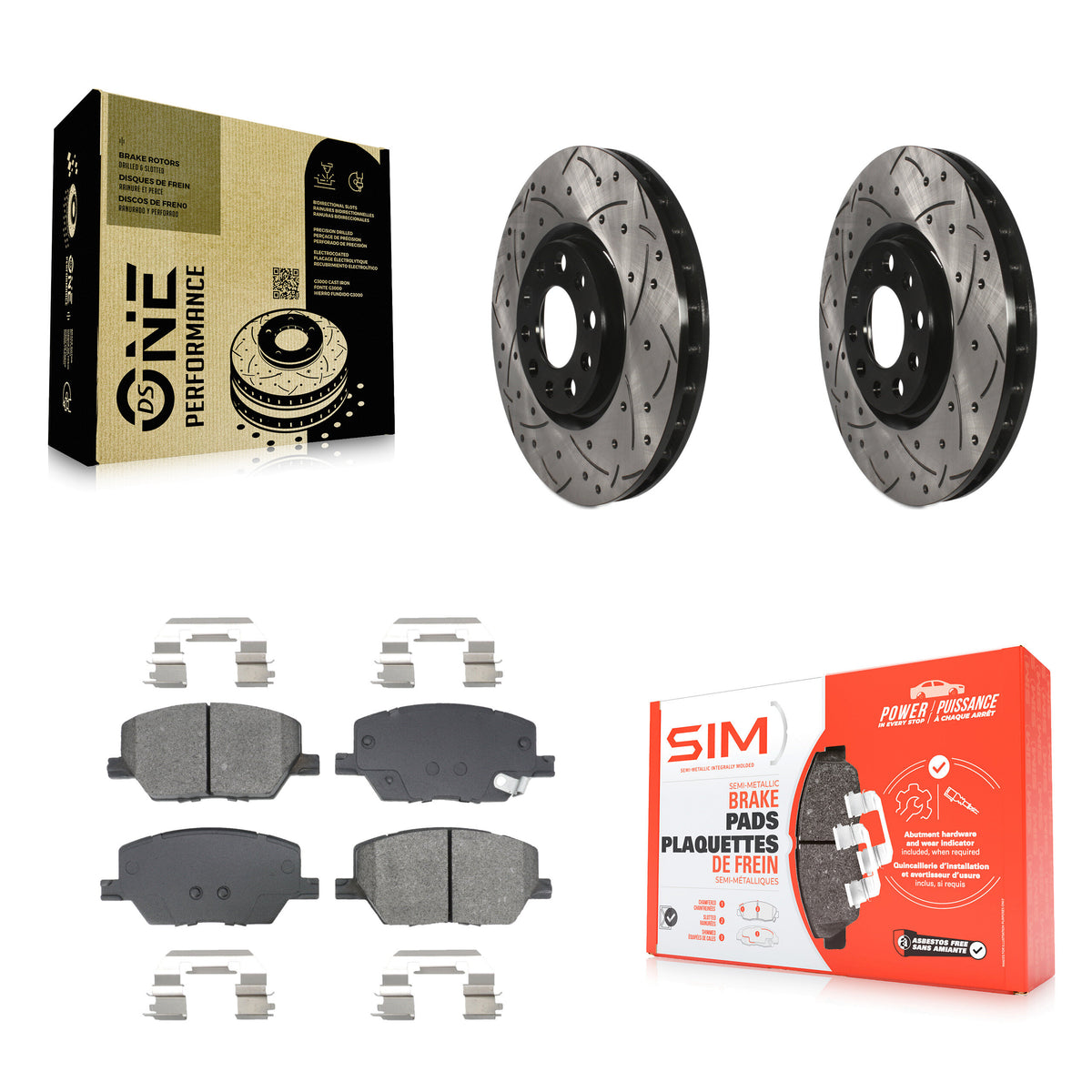 Front Drilled Slot Brake Rotors Semi-Metallic Pad Kit For Jeep Compass Renegade Fiat 500X KDS-101033