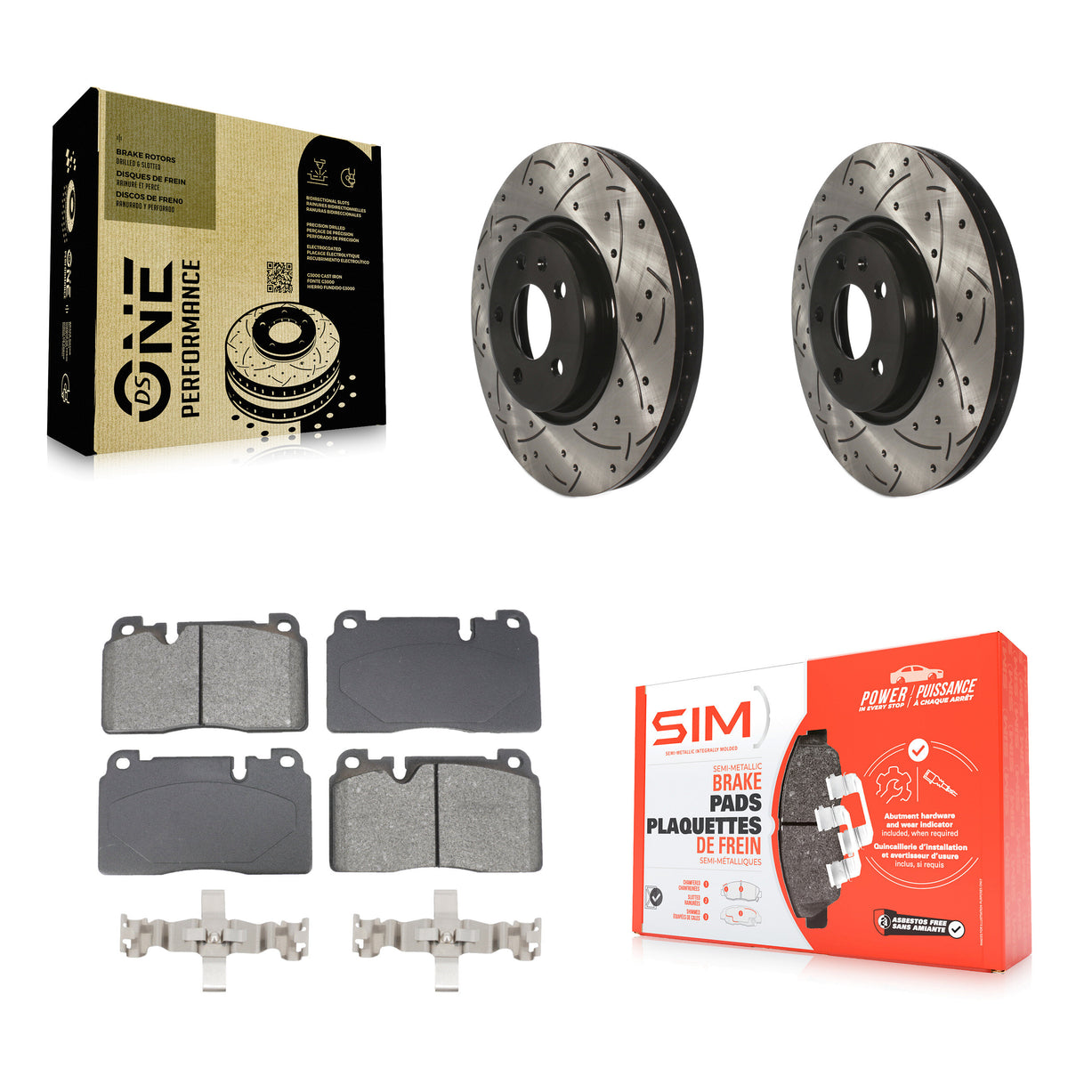 Front Coated Drilled Slotted Disc Brake Rotors And Semi-Metallic Pads Kit For Audi Q5 KDS-101039