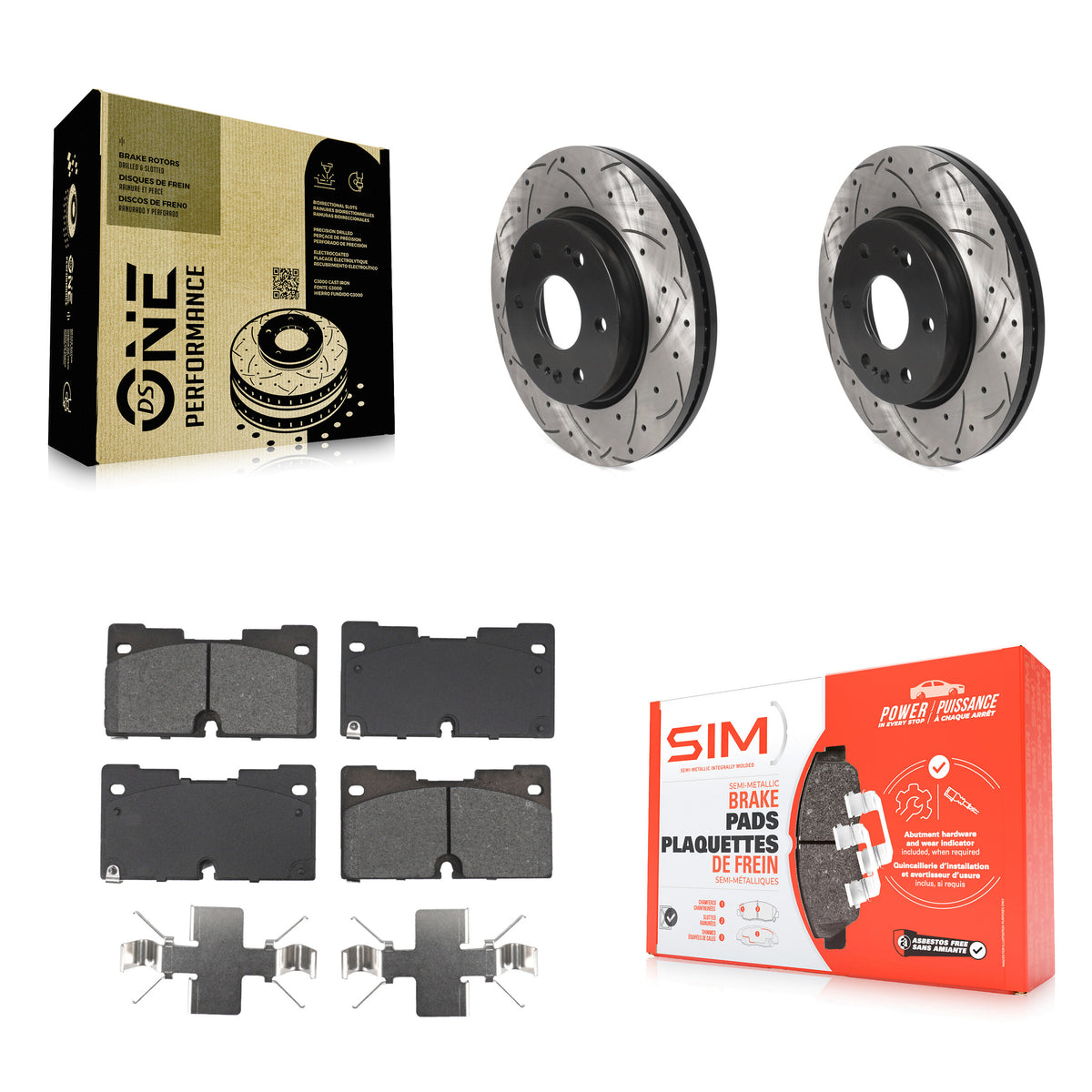 Front Drill Slot Brake Rotor Semi-Metallic Pad Kit For GMC Chevrolet Silverado 1500 Yukon KDS-101043