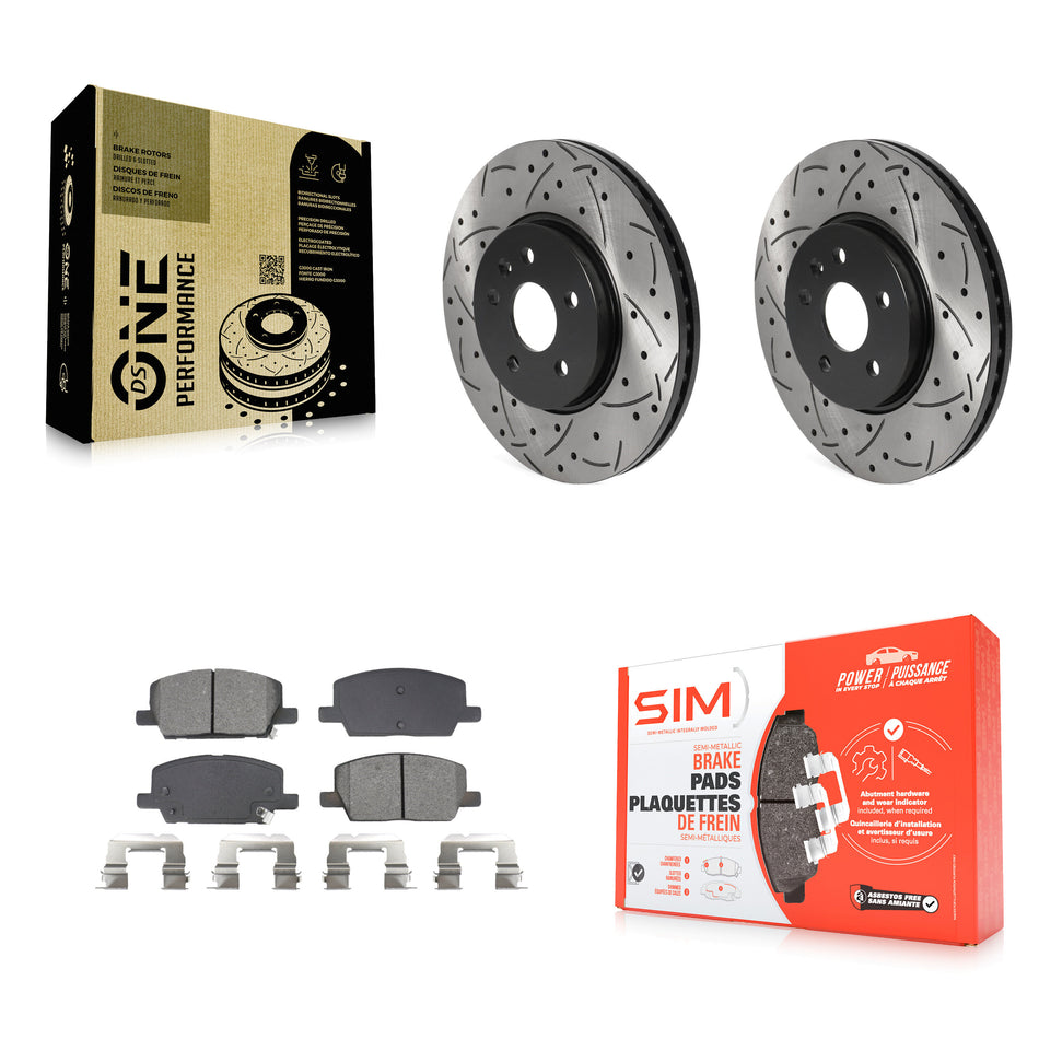 Front Drilled Slot Disc Brake Rotor Semi-Metallic Pad Kit For Buick Encore Chevrolet Trax KDS-101046
