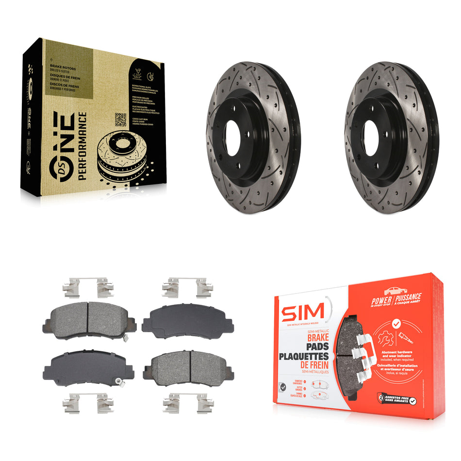 Front Coat Drill Slot Disc Brake Rotor Semi-Metallic Pad Kit For Mitsubishi Eclipse Cross KDS-101048