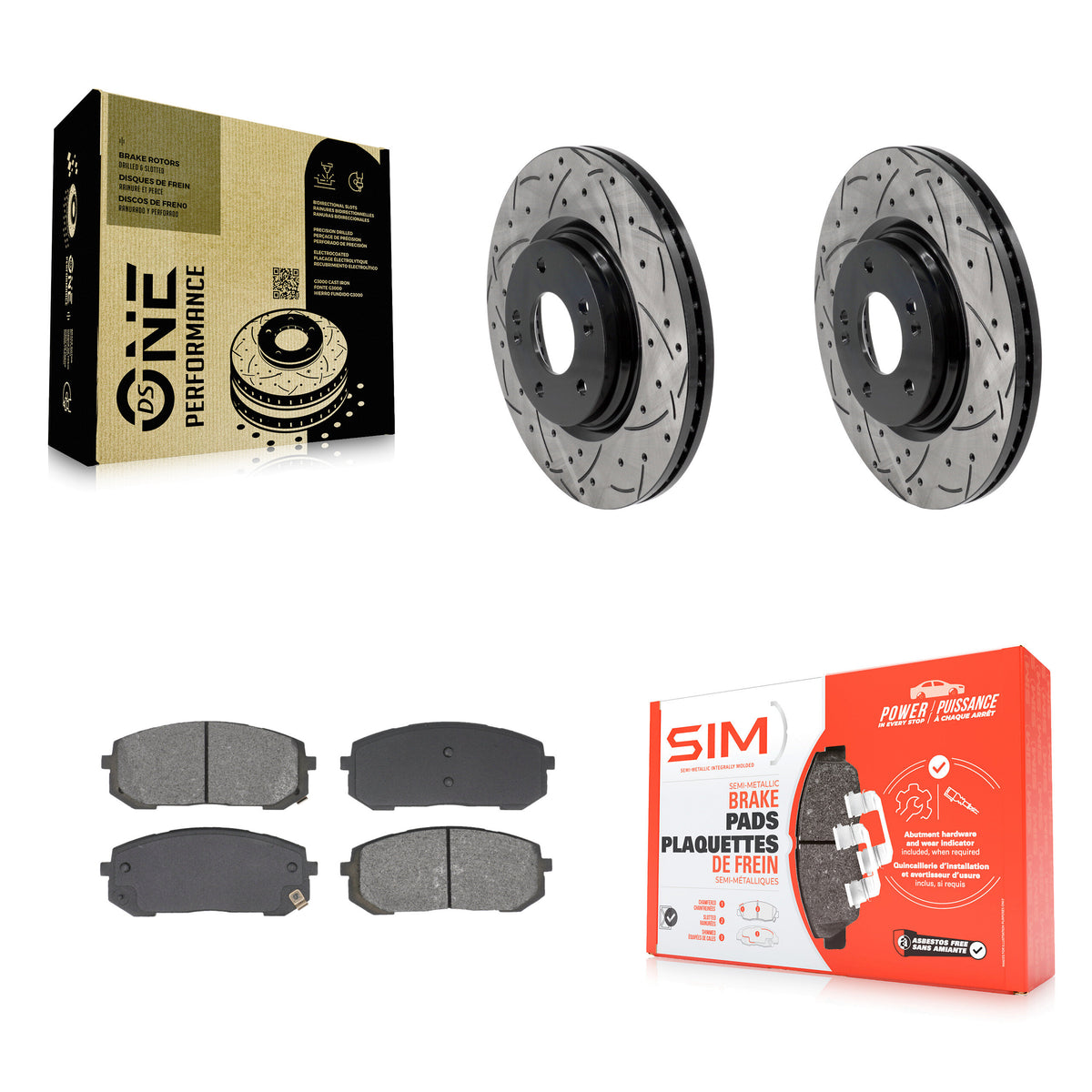 Front Drill Slot Brake Rotor Semi-Metallic Pad Kit For Hyundai Elantra Sonata Kia Niro EV KDS-101054