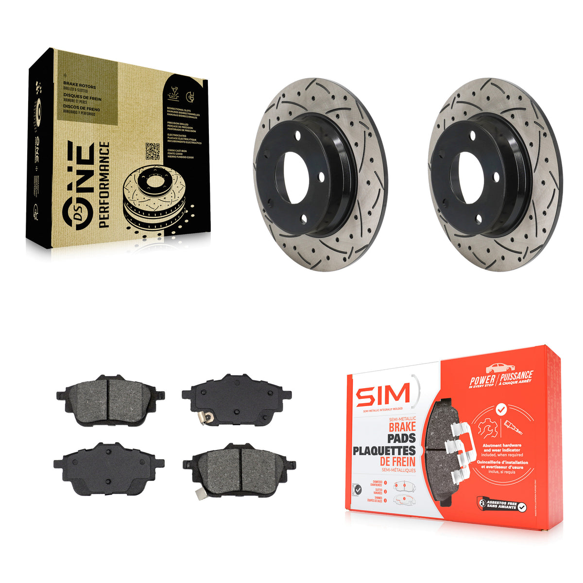 Rear Drill Slot Disc Brake Rotor Semi-Metallic Pad Kit For Nissan Sentra rear brakes KDS-101057