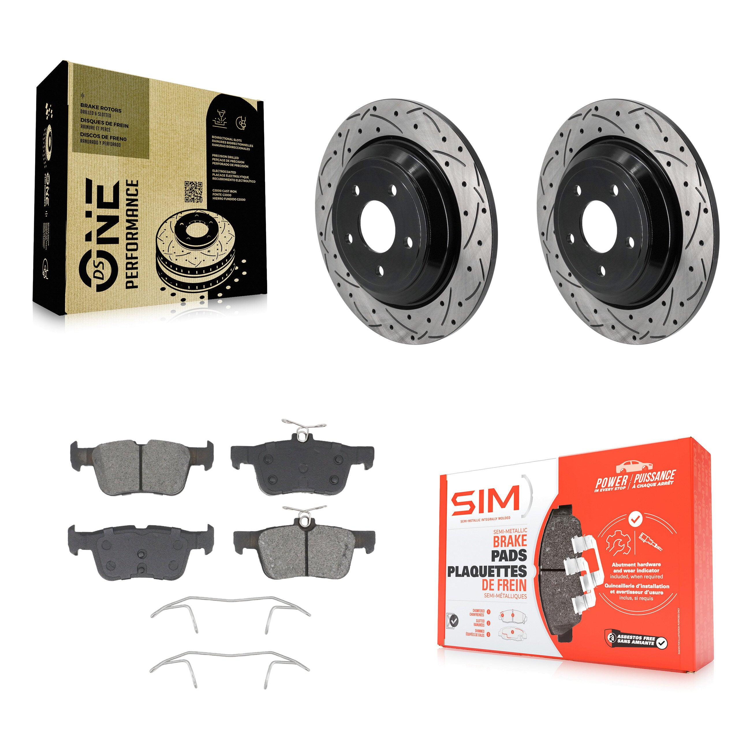 Rear Drilled Slot Brake Rotors Semi-Metallic Pad Kit For Ford Escape Bronco Sport Lincoln KDS-101058