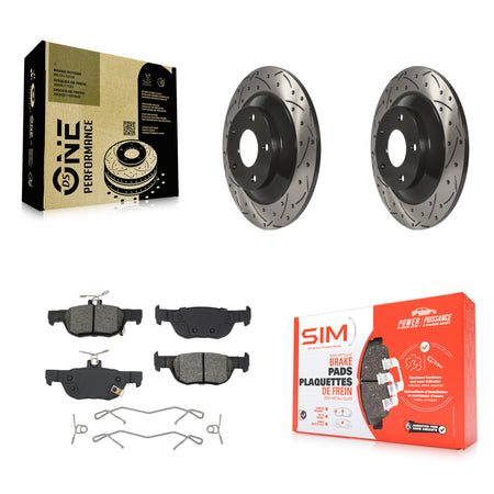 Rear Coated Drilled Slot Disc Brake Rotors Semi-Metallic Pad Kit For Mazda CX-30 MX-30 EV KDS-101066