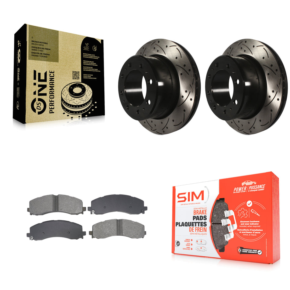 Rear Coated Drilled Slotted Disc Brake Rotors And Semi-Metallic Pad Kit For Ram 2500 3500 KDS-101068