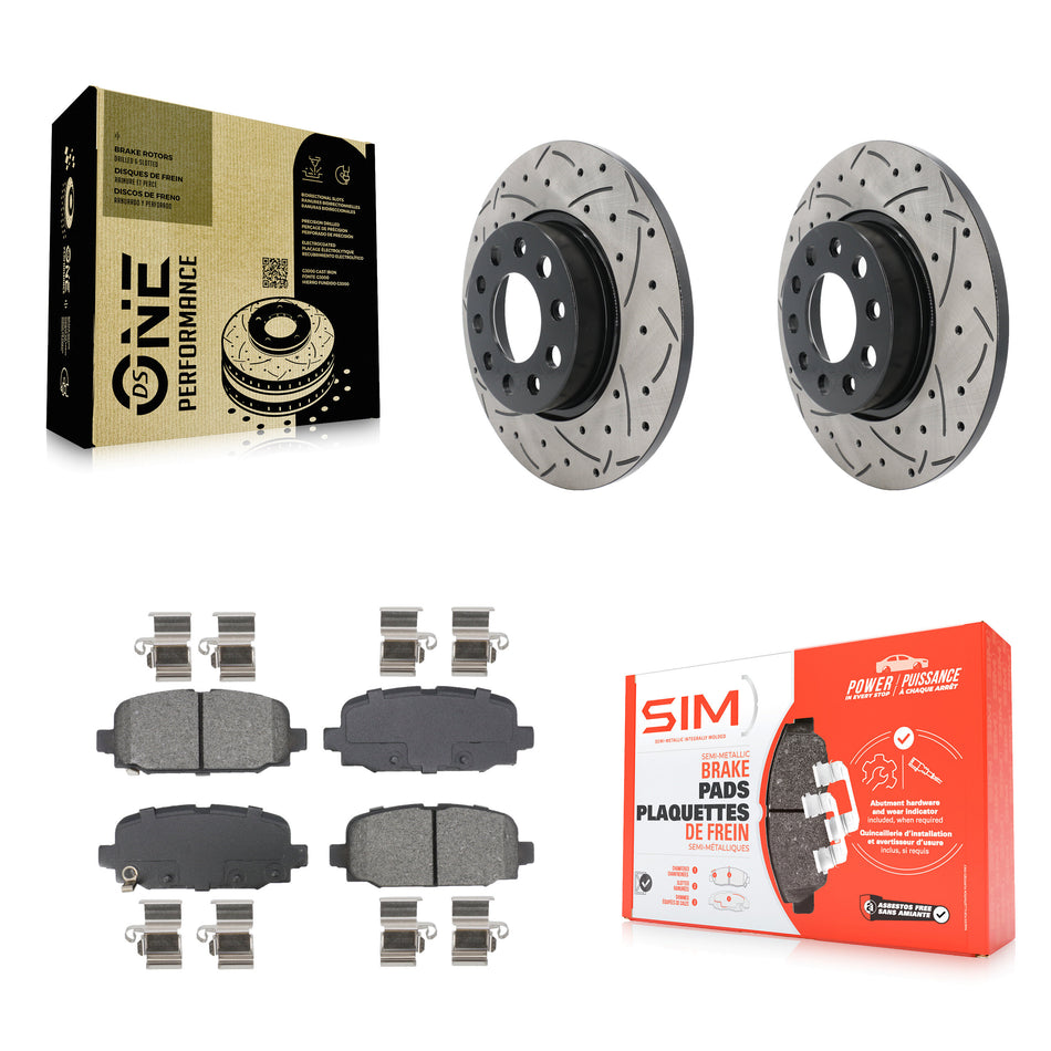 Rear Coated Drilled Slotted Disc Brake Rotors And Semi-Metallic Pads Kit For Jeep Compass KDS-101072