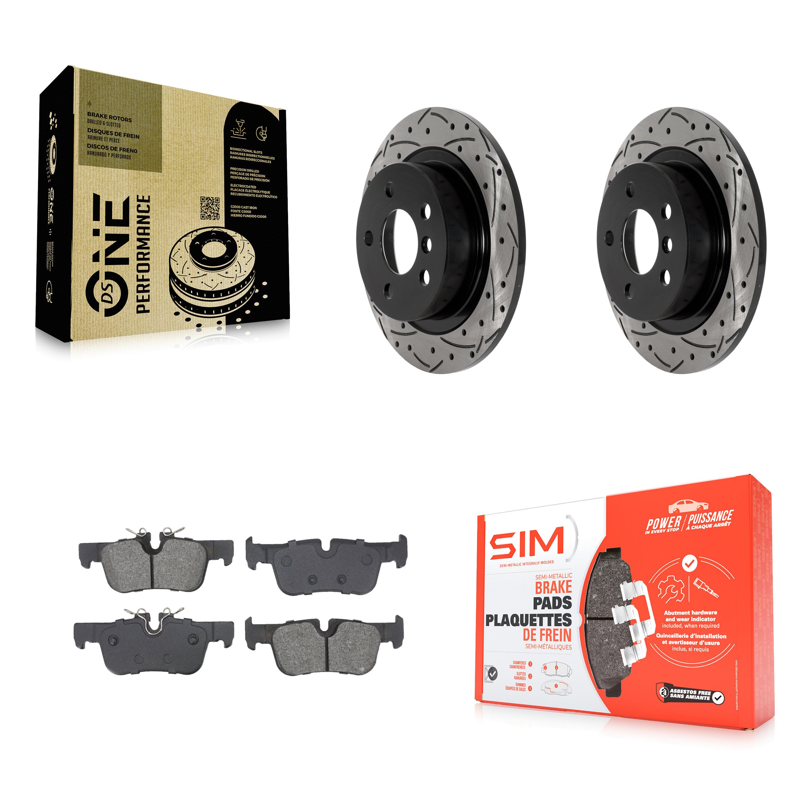 Rear Drill Slot Brake Rotors Semi-Metallic Pad Kit For Mini Cooper Countryman Clubman BMW KDS-101073