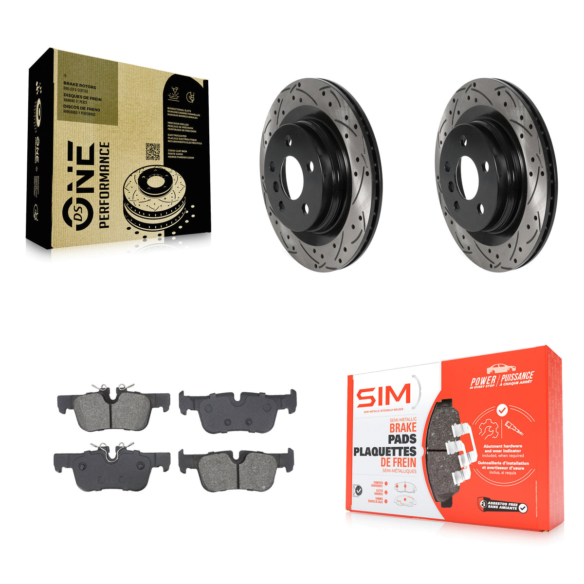 Rear Drilled Slot Brake Rotors Semi-Metallic Pad Kit For BMW X1 Mini X2 Cooper Countryman KDS-101074