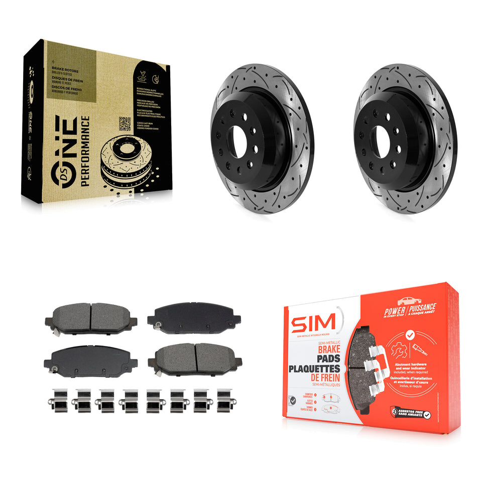 Rear Drilled Slot Brake Rotor & Semi-Metallic Pad Kit For 2018-2020 Jeep Wrangler Rubicon KDS-101075