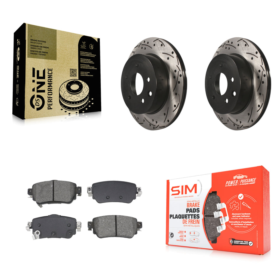 Rear Coat Drill Slot Disc Brake Rotor Semi-Metallic Pad Kit For 2019 Nissan Rogue Sport S KDS-101082