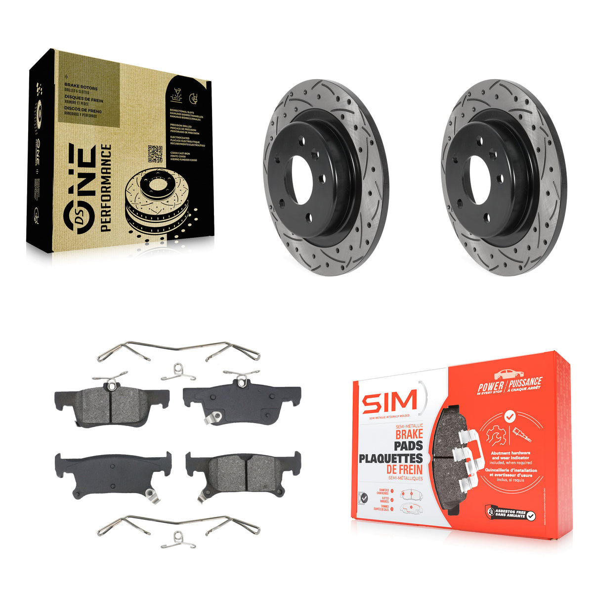 Rear Coated Drilled Slotted Disc Brake Rotor And Semi-Metallic Pad Kit For Buick Envision KDS-101083