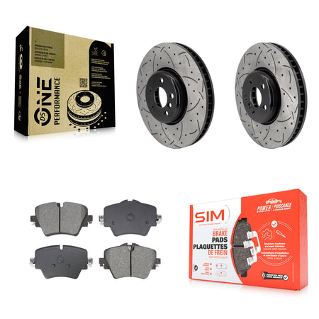 Front Drilled Slot Disc Brake Rotor & Semi-Metallic Pad Kit For 2021 Toyota GR Supra 2.0L KDS-101090
