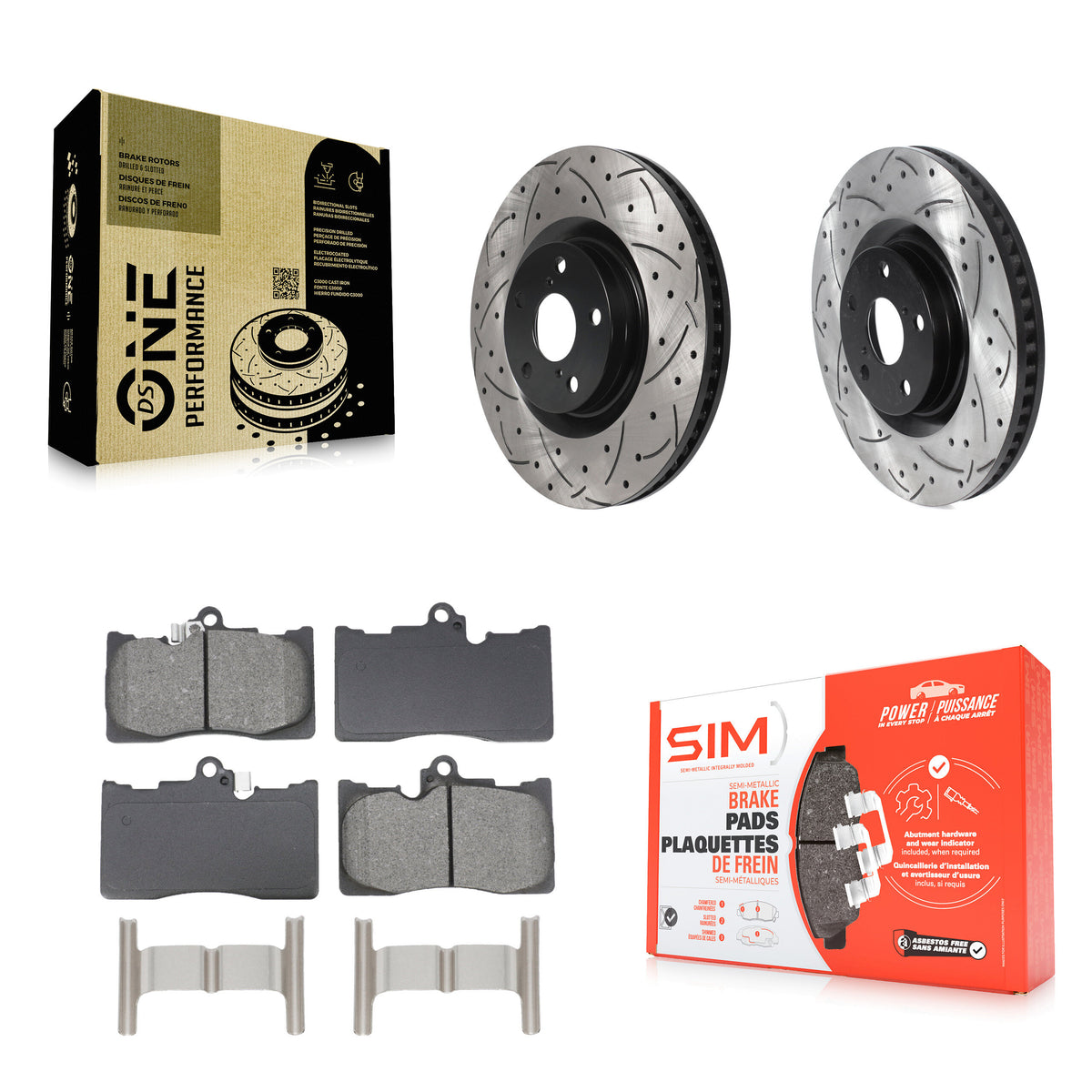 Front Drill Slot Disc Brake Rotor Semi-Metallic Pad Kit For Lexus IS300 IS350 GS350 RC350 KDS-101092