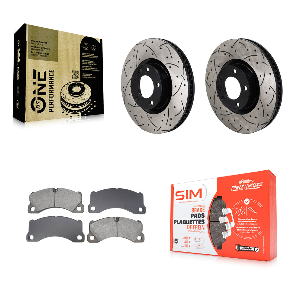 Front Drill Slot Brake Rotor Semi-Metallic Pad Kit For Volkswagen Touareg Porsche Cayenne KDS-101093