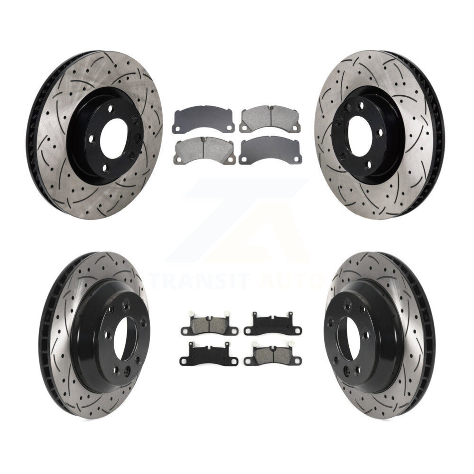 Front Rear Brake Rotor Semi-Metallic Pad Kit (6Pc) For Volkswagen Touareg Porsche Cayenne KDS-101098