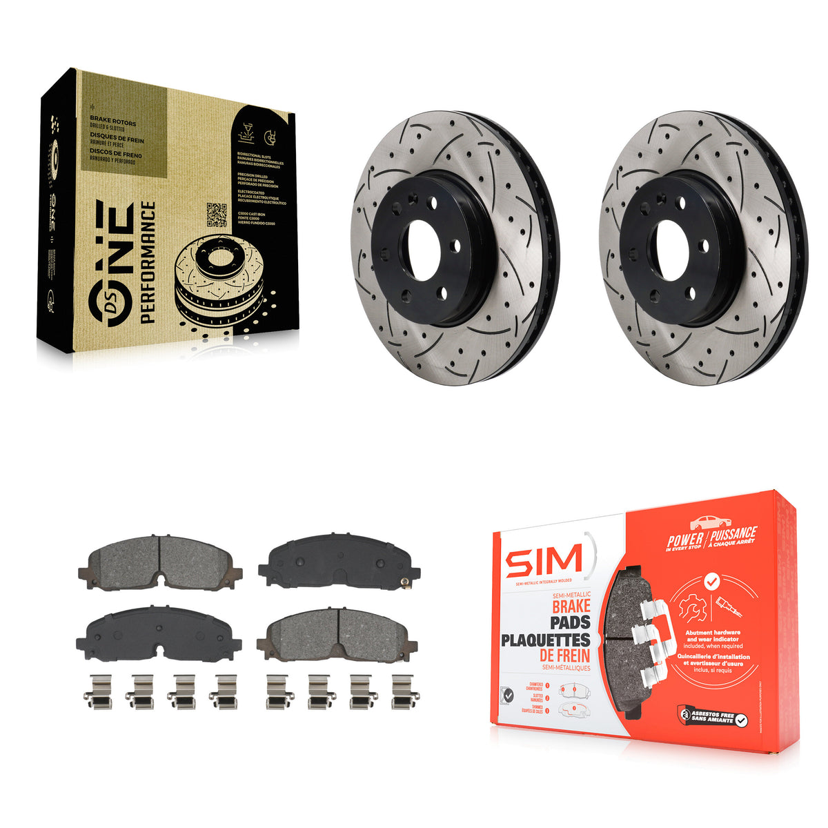 Front Drill Slot Disc Brake Rotor Semi-Metallic Pad Kit For Chevrolet Colorado GMC Canyon KDS-101101